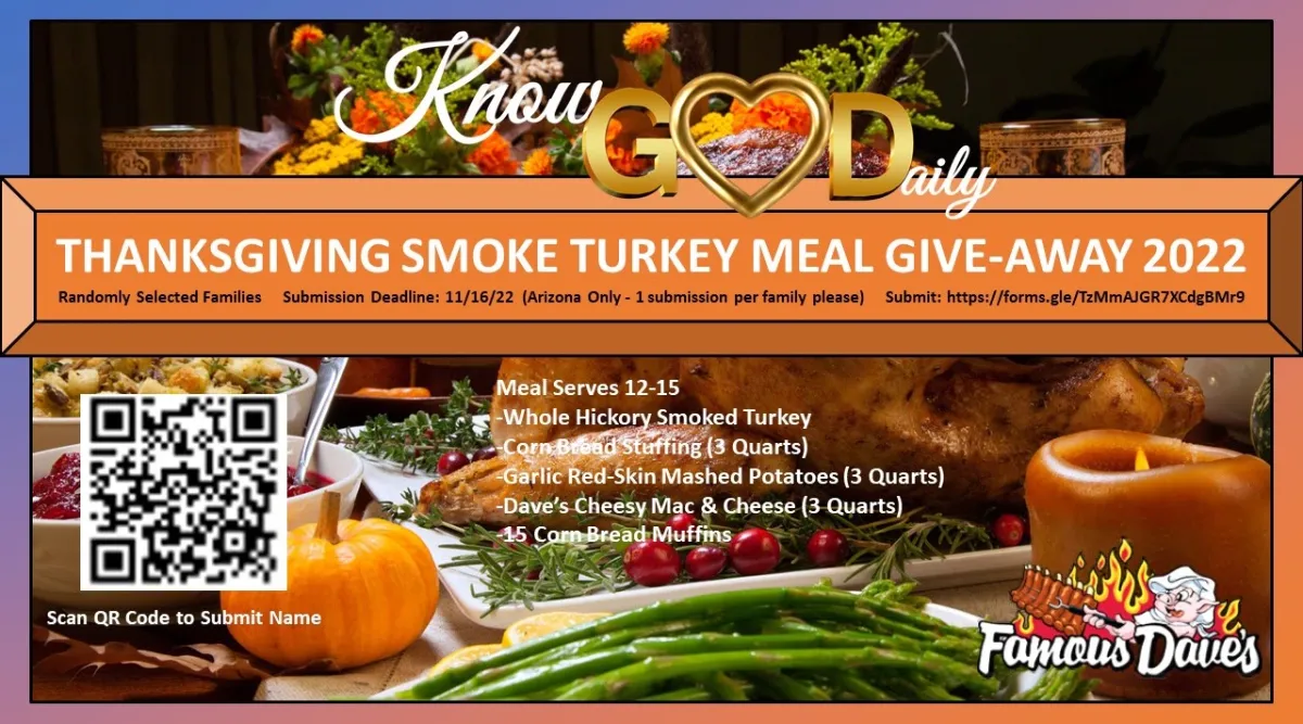 Flyer for the 2022 Thanksgiving smoked turkey meal give-away